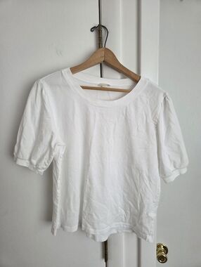Hanro Puff Sleeve Cotton White Minimalist Short Sleeve T Shirt Size Small